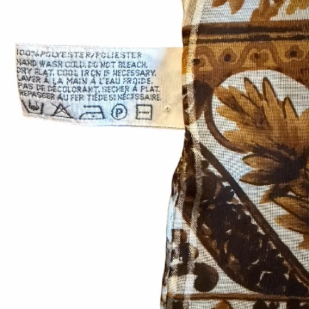 Vintage Liz Claiborne Blue and Gold Floral Scarf